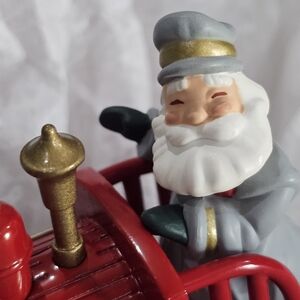 Hallmark Jolly Locomotive Santa Die-Cast Metal Train Christmas Ornament 1999